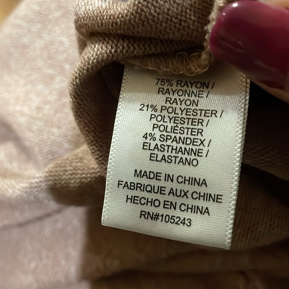 🌻 BOBEAU LIGHTWEIGHT LONG SLEEVE HOODIE V NECK AND TAUPE NUBBY FABRIC SIZE:S - Picture 8 of 12